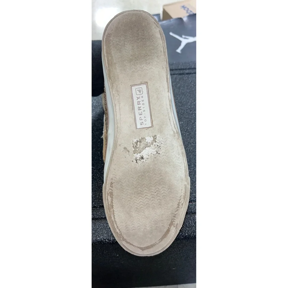 Sperry Top-Sider Acklins Gold Glitter Corduroy Faux Fur Boots Tan Womens 7M